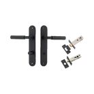 Door Lever Berlin Oval Privacy Matt Black CTC85mm L120xP57mm BPH240xW40mm Privacy Kit Tube Latch Split Cam 'T' Striker Matt Black Backset 60mm, Privacy Bolt Round Bolt Matt Black Backset 60mm in Matt Black