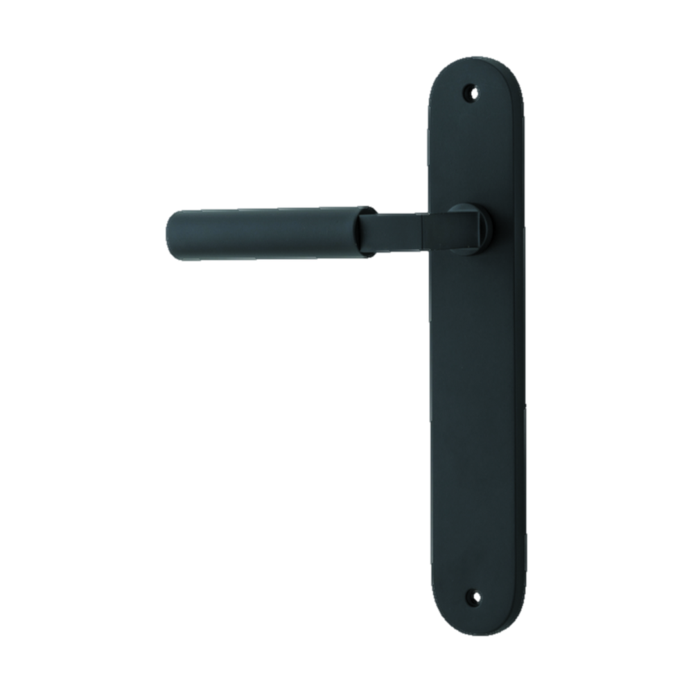 Door Lever Berlin Oval Latch Left Hand Fixed Matt Black L120xP57mm BPH240xW40mm in Matt Black