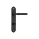 Pair of Iver Berlin lever door handles with oval backplates, featuring a sleek, modern design in a polished finish.