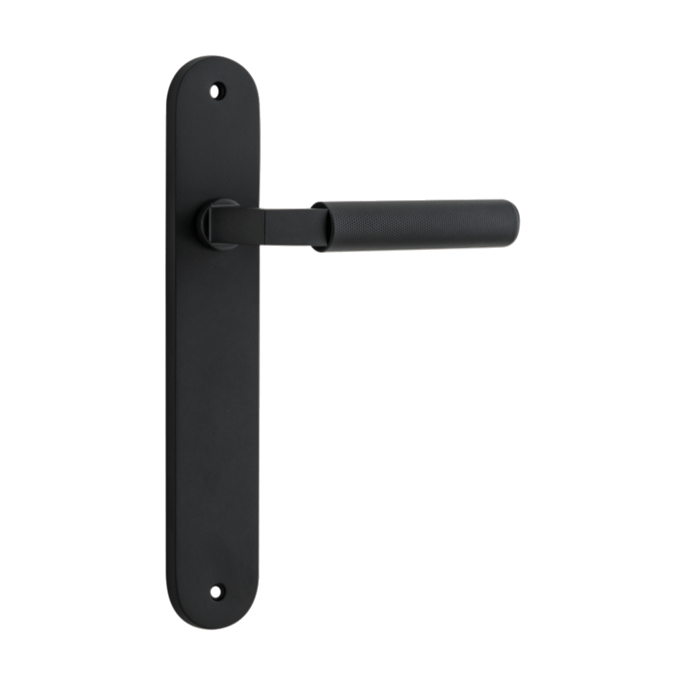 Door Lever Brunswick Oval Latch Matt Black H237xW40xP60mm in Matt Black