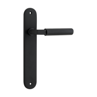 Door Lever Brunswick Oval Latch Matt Black H237xW40xP60mm in Matt Black