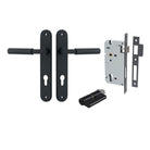 Door Lever Brunswick Oval Euro Pair Matt Black CTC85mm L120xP57mm BPH240xW40mm Mortice Lock Euro Matt Black CTC85mm Backset 60mm, Euro Cylinder Dual Function 5 Pin Matt Black 65mm KA4 in Matt Black