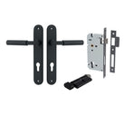 Door Lever Brunswick Oval Euro Pair Matt Black CTC85mm L120xP57mm BPH240xW40mm Mortice Lock Euro Matt Black CTC85mm Backset 60mm, Euro Cylinder Key Thumb 5 Pin Matt Black 65mm KA4 in Matt Black