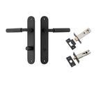 Door Lever Brunswick  Oval Privacy Matt Black CTC85mm L120xP57mm BPH240xW40mm Privacy Kit Tube Latch Split Cam 'T' Striker Matt Black Backset 60mm, Privacy Bolt Round Bolt Matt Black Backset 60mm in Matt Black