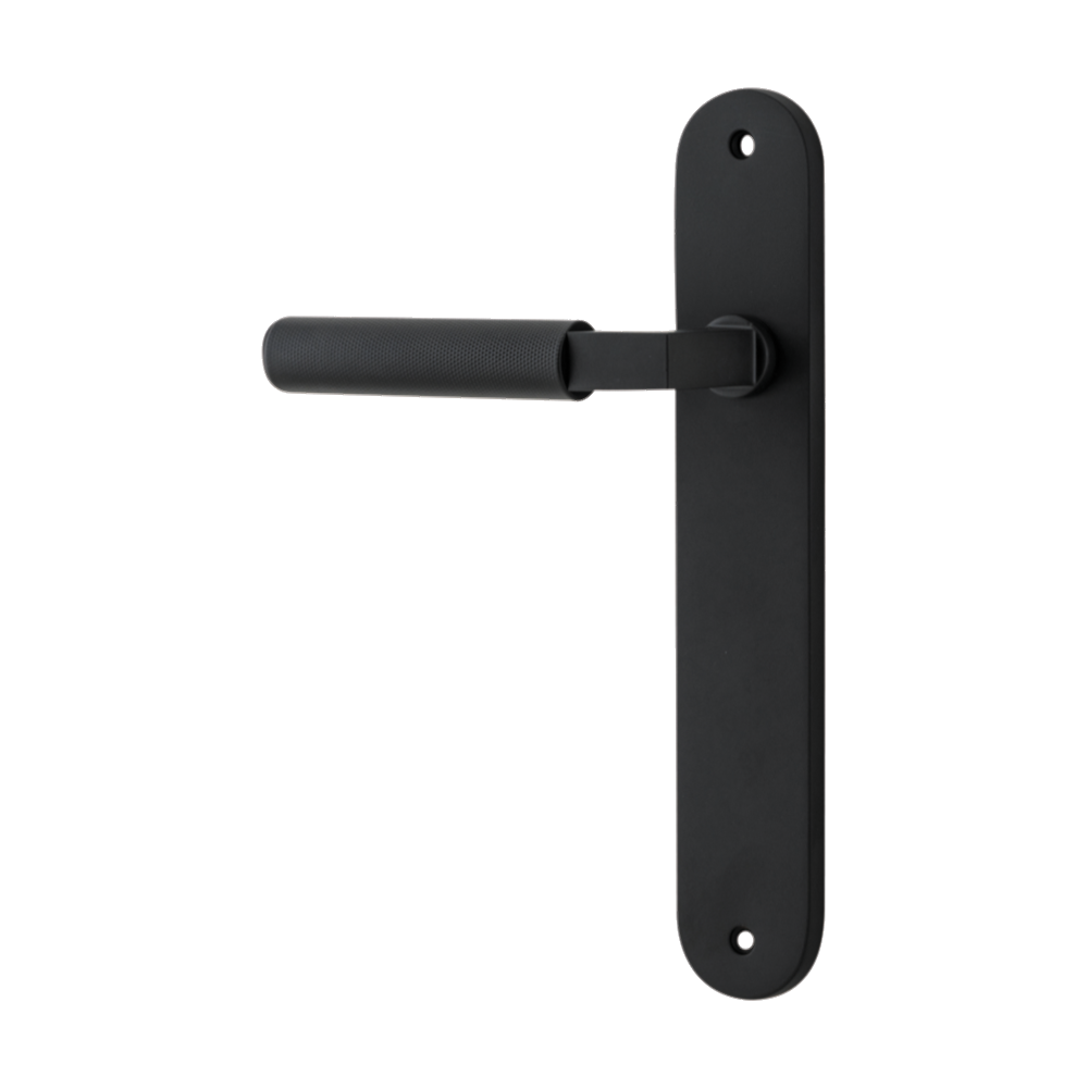 Door Lever Brunswick Oval Latch Left Hand Fixed Matt Black L120xP57mm BPH240xW40mm in Matt Black