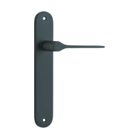 Door Lever Como Oval Latch Matt Black H240xW40xP59mm in Matt Black