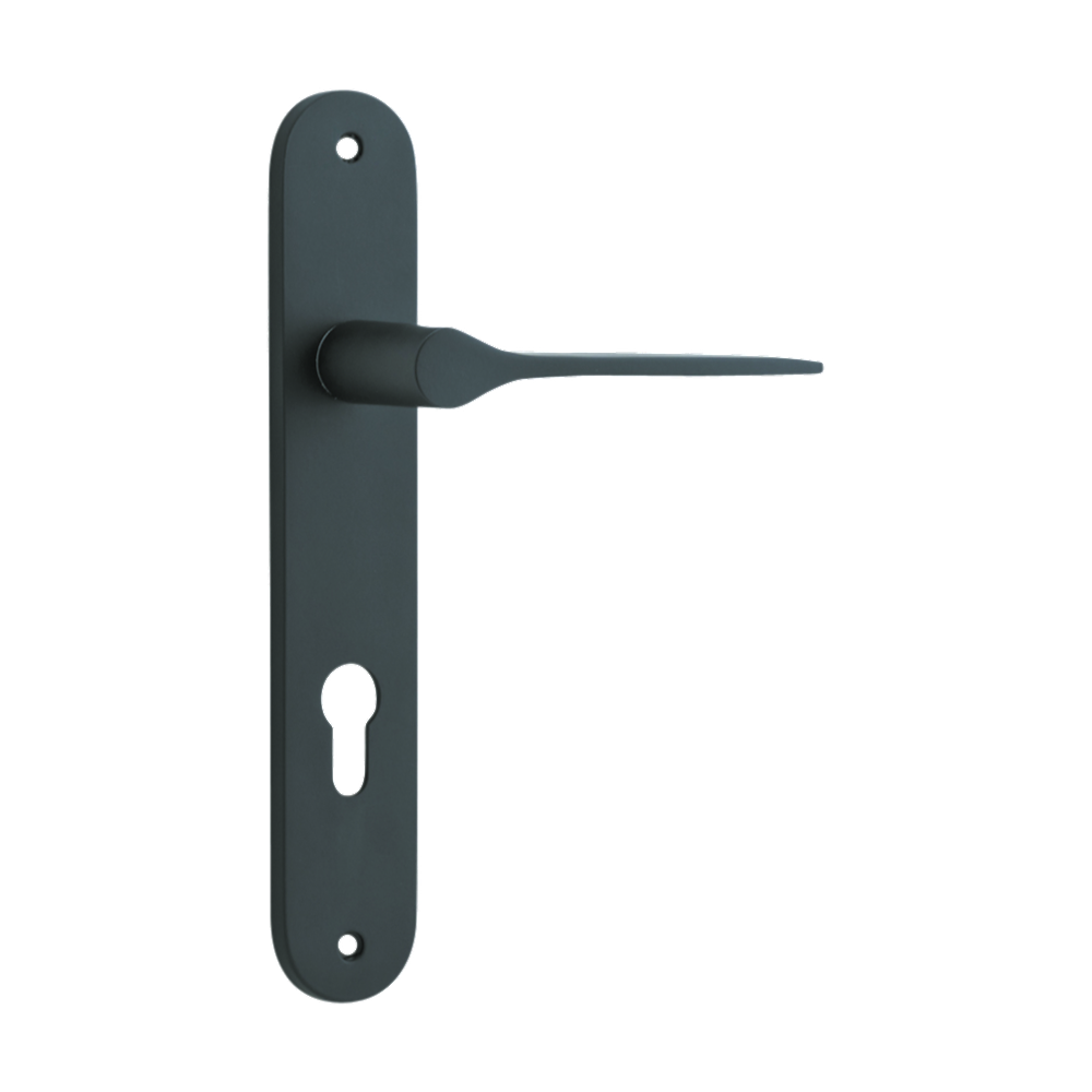 Door Lever Como Oval Euro Matt Black CTC85mm H240xW40xP59mm in Matt Black