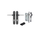 Door Lever Como Oval Euro Pair Matt Black CTC85mm L119xP59mm BPH240xW40mm Mortice Lock Euro Matt Black CTC85mm Backset 60mm, Euro Cylinder Dual Function 5 Pin Matt Black 65mm KA4 in Matt Black