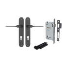 Door Lever Como Oval Euro Pair Matt Black CTC85mm L119xP59mm BPH240xW40mm Mortice Lock Euro Matt Black CTC85mm Backset 60mm, Euro Cylinder Key Thumb 5 Pin Matt Black 65mm KA4 in Matt Black