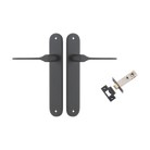 Door Lever Como Oval Matt Black L119xP59mm BPH240xW40mm Passage Kit Tube Latch Split Cam 'T' Striker Matt Black Backset 60mm in Matt Black