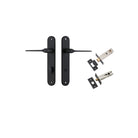 Door Lever Como Oval Privacy Matt Black CTC85mm L119xP59mm BPH240xW40mm Privacy Kit Tube Latch Split Cam 'T' Striker Matt Black Backset 60mm, Privacy Bolt Round Bolt Matt Black Backset 60mm in Matt Black
