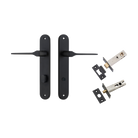 Door Lever Como Oval Privacy Matt Black CTC85mm L119xP59mm BPH240xW40mm Privacy Kit Tube Latch Split Cam 'T' Striker Matt Black Backset 60mm, Privacy Bolt Round Bolt Matt Black Backset 60mm in Matt Black