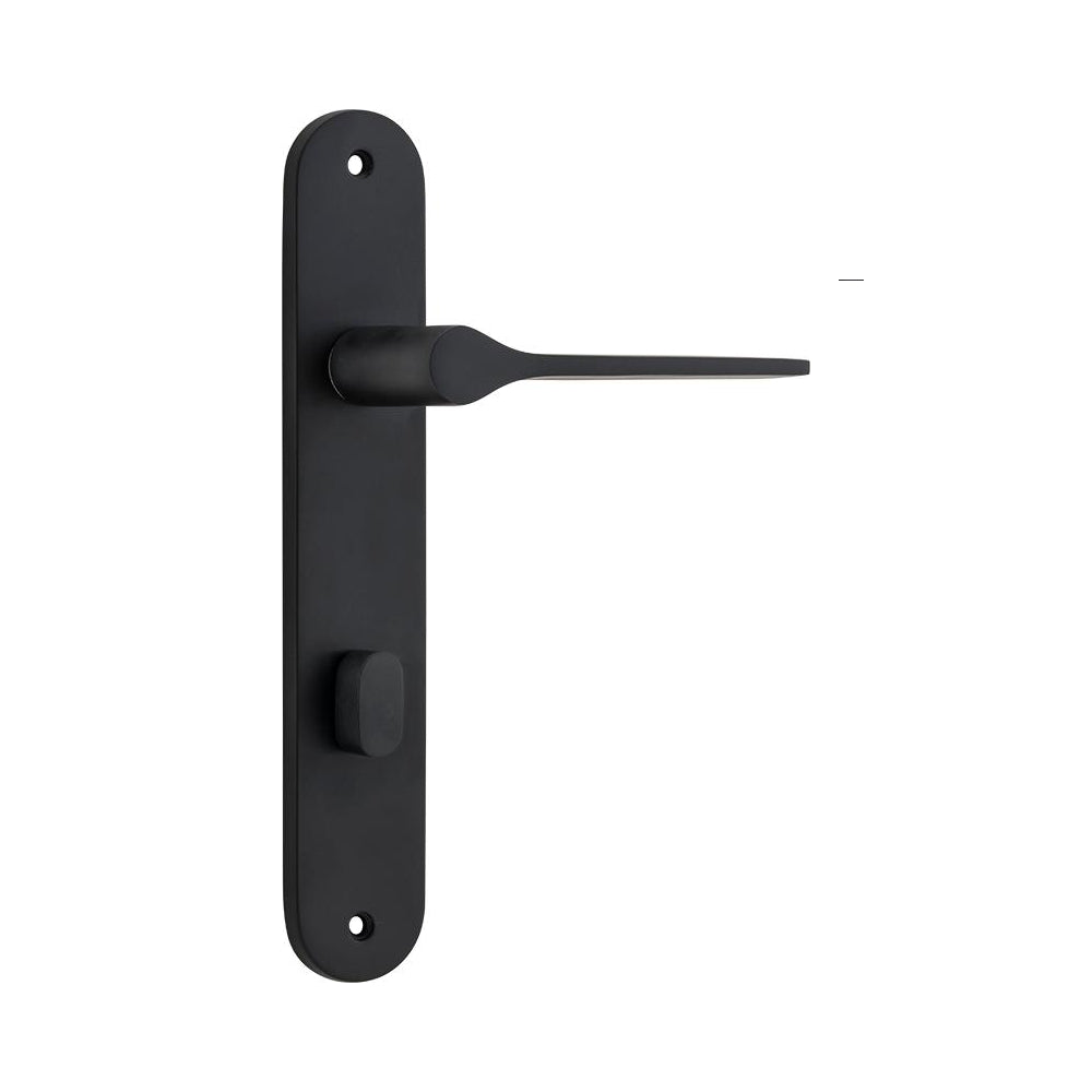 Door Lever Como Oval Privacy Matt Black CTC85mm H240xW40xP59mm in Matt Black
