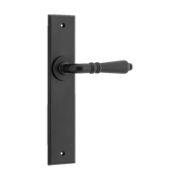 Door Lever Sarlat Chamfered Latch Matt Black H240xW50xP55mm in Matt Black