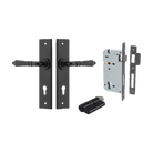 Door Lever Sarlat Chamfered Euro Pair Matt Black CTC85mm L111xP55mm BPH240xW50mm Mortice Lock Euro Matt Black CTC85mm Backset 60mm, Euro Cylinder Dual Function 5 Pin Matt Black 65mm KA4 in Matt Black