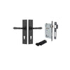 Door Lever Sarlat Chamfered Euro Pair Matt Black CTC85mm L111xP55mm BPH240xW50mm Mortice Lock Euro Matt Black CTC85mm Backset 60mm, Euro Cylinder Key Thumb 5 Pin Matt Black 65mm KA4 in Matt Black