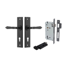 Door Lever Sarlat Chamfered Euro Pair Matt Black CTC85mm L111xP55mm BPH240xW50mm Mortice Lock Euro Matt Black CTC85mm Backset 60mm, Euro Cylinder Key Thumb 5 Pin Matt Black 65mm KA4 in Matt Black