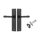 Door Lever Sarlat Chamfered Matt Black L111xP55mm BPH240xW50mm Passage Kit Tube Latch Split Cam 'T' Striker Matt Black Backset 60mm in Matt Black