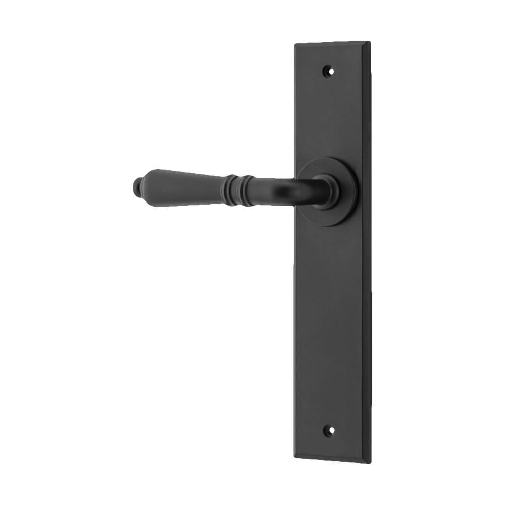Door Lever Sarlat Chamfered Latch Matt Black H240xW50xP55mm Fixed Half Set Left Hand in Matt Black