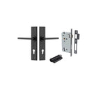 Door Lever Baltimore Chamfered Euro Pair Matt Black CTC85mm L118xP56mm BPH240xW50mm Mortice Lock Euro Matt Black CTC85mm Backset 60mm, Euro Cylinder Dual Function 5 Pin Matt Black 65mm KA4 in Matt Black
