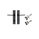 Door Lever Baltimore Chamfered Privacy Matt Black CTC85mm L118xP56mm BPH240xW50mm Privacy Kit Tube Latch Split Cam 'T' Striker Matt Black Backset 60mm, Privacy Bolt Round Bolt Matt Black Backset 60mm in Matt Black