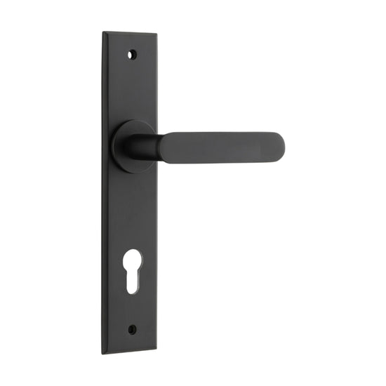 Door Lever Bronte Chamfered Euro Matt Black H240xW50xP55mm in Matt Black