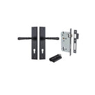 Door Lever Verona Chamfered Euro Pair Matt Black CTC85mm L122xP58mm BPH240xW50mm Mortice Lock Euro Matt Black CTC85mm Backset 60mm, Euro Cylinder Dual Function 5 Pin Matt Black 65mm KA4 in Matt Black