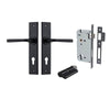 Door Lever Annecy Chamfered Euro Pair Matt Black CTC85mm L117xP65mm BPH240xW50mm Mortice Lock Euro Matt Black CTC85mm Backset 60mm, Euro Cylinder Dual Function 5 Pin Matt Black 65mm KA4 in Matt Black