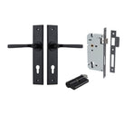 Door Lever Annecy Chamfered Euro Pair Matt Black CTC85mm L117xP65mm BPH240xW50mm Mortice Lock Euro Matt Black CTC85mm Backset 60mm, Euro Cylinder Dual Function 5 Pin Matt Black 65mm KA4 in Matt Black