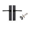 Door Lever Annecy Chamfered Matt Black L117xP65mm BPH240xW50mm Passage Kit Tube Latch Split Cam 'T' Striker Matt Black Backset 60mm in Matt Black