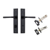 Door Lever Annecy Chamfered Privacy Matt Black CTC85mm L117xP65mm BPH240xW50mm Privacy Kit Tube Latch Split Cam 'T' Striker Matt Black Backset 60mm, Privacy Bolt Round Bolt Matt Black Backset 60mm in Matt Black