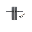 Door Lever Berlin Chamfered Matt Black L120xP59mm BPH240xW50mm Passage Kit Tube Latch Split Cam 'T' Striker Matt Black Backset 60mm in Matt Black