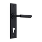 Door Lever Brunswick on Long Backplate Pair Matt Black H240xW50xP59mm in Matt Black