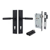 Door Lever Brunswick Chamfered Euro Pair Matt Black CTC85mm L120xP59mm BPH240xW50mm Mortice Lock Euro Matt Black CTC85mm Backset 60mm, Euro Cylinder Dual Function 5 Pin Matt Black 65mm KA4 in Matt Black