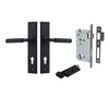 Door Lever Brunswick Chamfered Euro Pair Matt Black CTC85mm L120xP59mm BPH240xW50mm Mortice Lock Euro Matt Black CTC85mm Backset 60mm, Euro Cylinder Key Thumb 5 Pin Matt Black 65mm KA4 in Matt Black