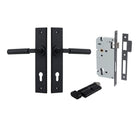 Door Lever Brunswick Chamfered Euro Pair Matt Black CTC85mm L120xP59mm BPH240xW50mm Mortice Lock Euro Matt Black CTC85mm Backset 60mm, Euro Cylinder Key Thumb 5 Pin Matt Black 65mm KA4 in Matt Black