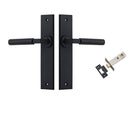Door Lever Brunswick Knurled Chamfered Matt Black L120xP59mm BPH240xW50mm Passage Kit Tube Latch Split Cam 'T' Striker Matt Black Backset 60mm in Matt Black