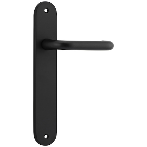 Door Lever Oslo Oval Latch Matt Black H230xW40xP57mm in Matt Black