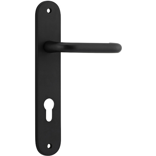 Door Lever Oslo Oval Euro Matt Black CTC85mm H230xW40xP57mm in Matt Black