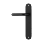 Door Lever Oslo Return Oval Latch Left Hand Fixed Matt Black L118xP54mm BPH240xW40mm in Matt Black