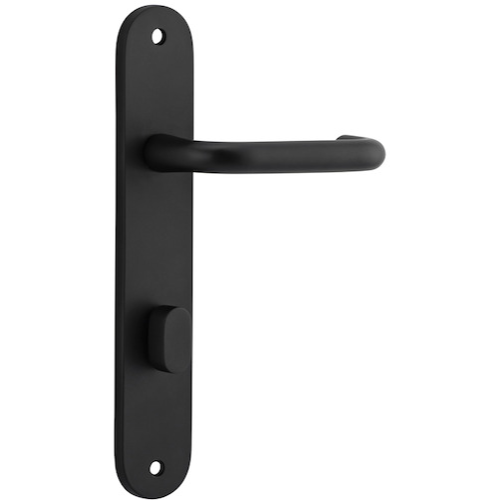Door Lever Oslo Oval Privacy Matt Black CTC85mm H230xW40xP57mm in Matt Black
