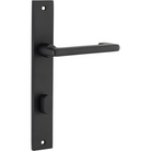 Pair of Iver Baltimore return levers on rectangular backplates, showing polished chrome finish and modern door handle design.