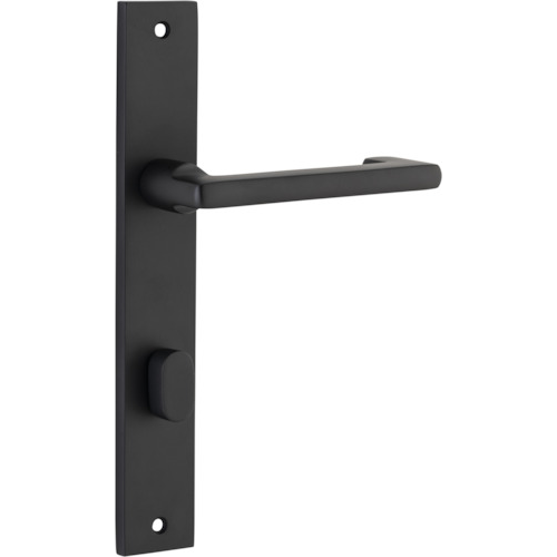 Door Lever Baltimore Return Rectangular Privacy Pair Matt Black CTC85mm H240xW38xP58mm in Matt Black