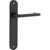 Door Lever Baltimore Return Oval Latch Pair Matt Black H240xW40xP58mm in Matt Black