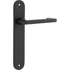 Door Lever Baltimore Return Oval Latch Pair Matt Black H240xW40xP58mm in Matt Black