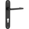 Door Lever Baltimore Return Oval Euro Pair Matt Black CTC85mm H240xW40xP58mm in Matt Black