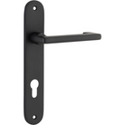 Door Lever Baltimore Return Oval Euro Pair Matt Black CTC85mm H240xW40xP58mm in Matt Black