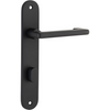 Door Lever Baltimore Return Oval Privacy Pair Matt Black CTC85mm H240xW40xP58mm in Matt Black