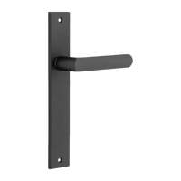 Door Lever Osaka on Long Backplate Pair Matt Black H240xW38xP55mm in Matt Black