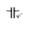 Door Lever Osaka Rectangular Latch Pair Matt Black H240xW38xP55mm Passage Kit, Tube Latch Split Cam 'T' Striker Matt Black Backset 60mm in Matt Black